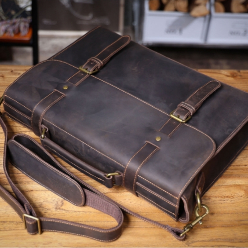 Luxury Bags Tote - Maleta de couro real para homens,